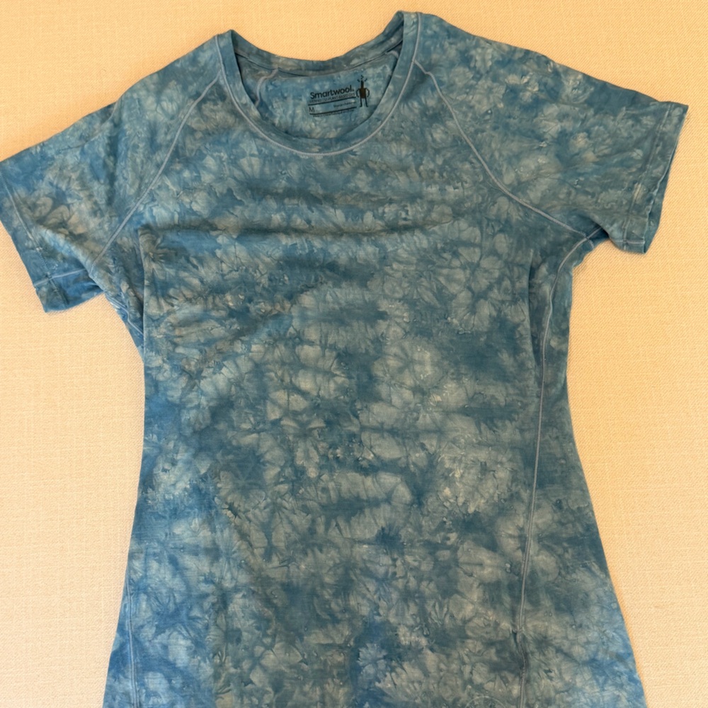 Smartwool Blue Tie-Dye Short Sleeve merino wool Tee